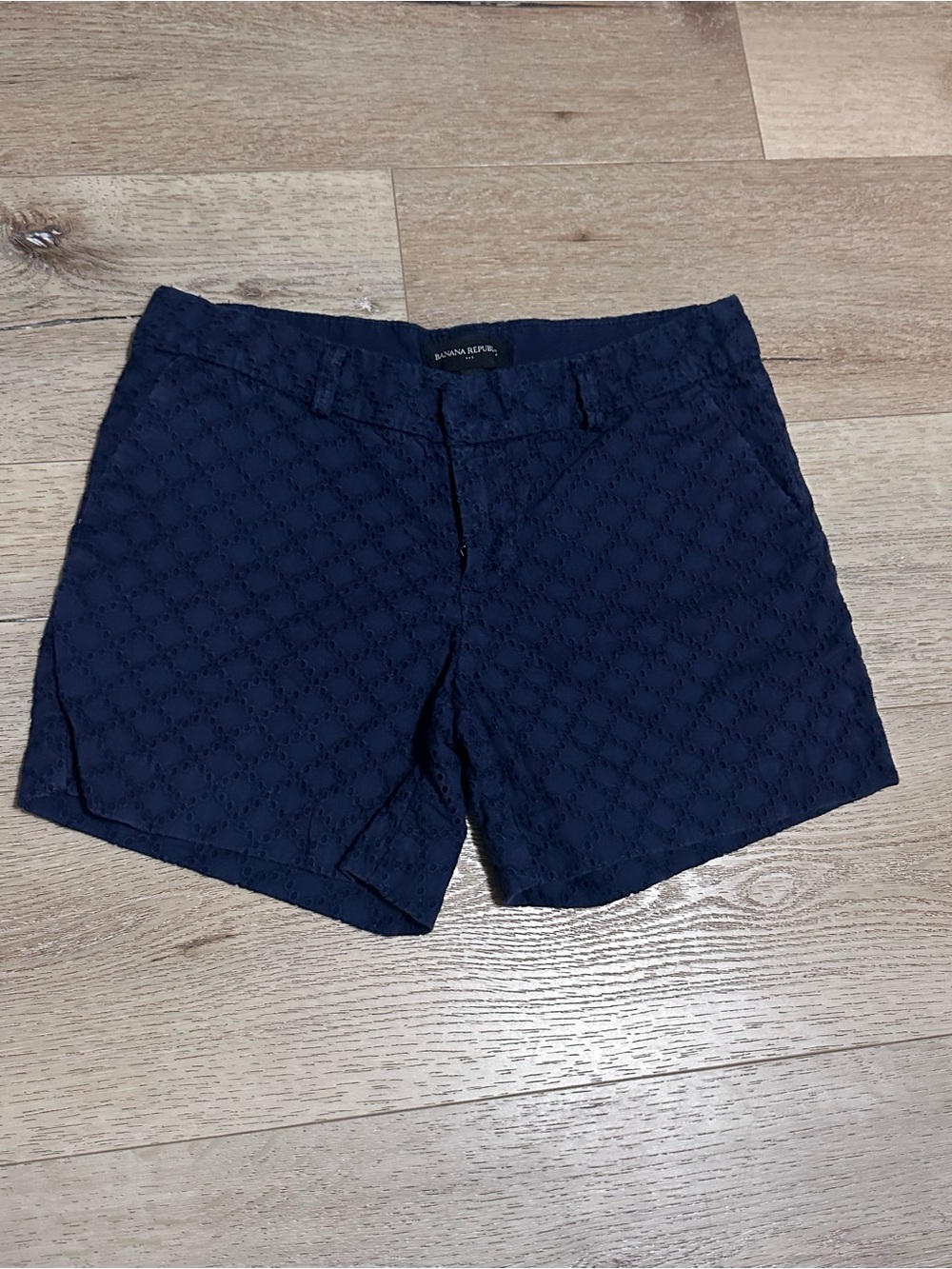 Banana Republic Navy Eyelet Cotton Blend Women's Shorts